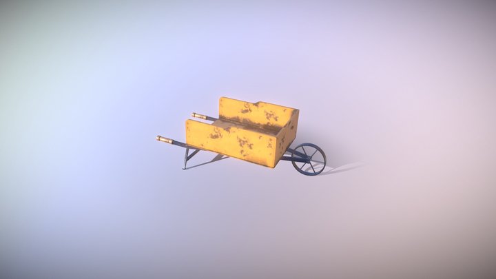 Yellow Metal Wheel Barrow 3D Model