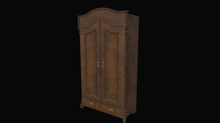 Old vintage wardrobe || Gameready PBR 3D Model