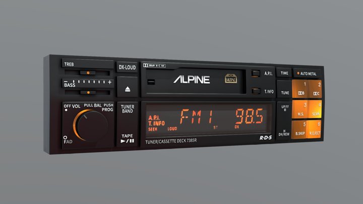 Alpine 7385R Cassette Car Radio 3D Model