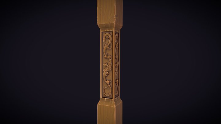 WoodenPillar_01_Low 3D Model