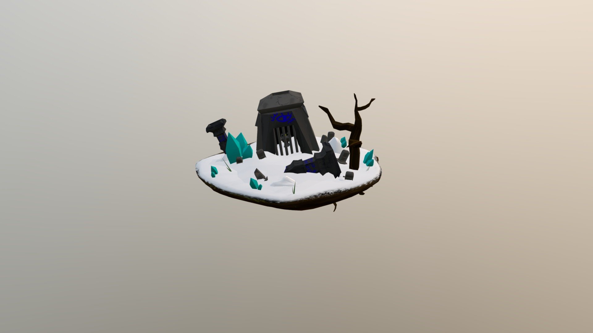 Low Poly Environment - Icy Graveyard Island