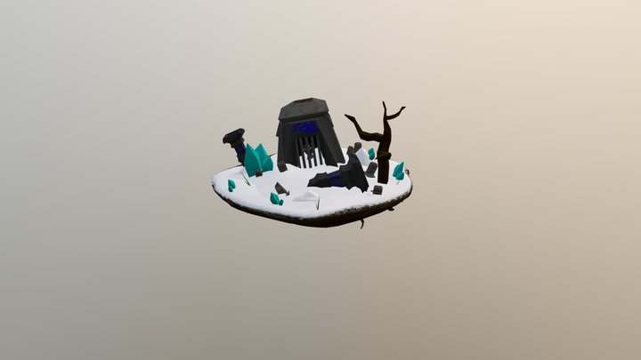 Low Poly Environment - Icy Graveyard Island 3D Model