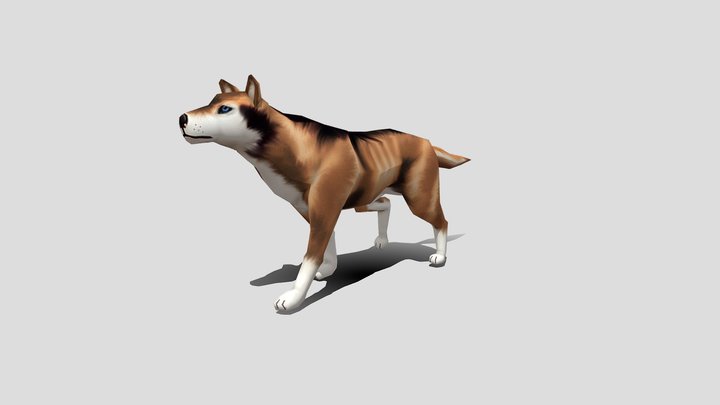 animated low poly dog game ready 3D Model
