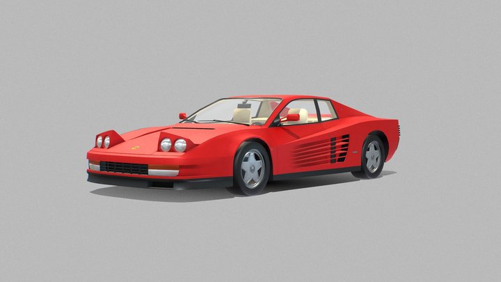 Ferrari Testarossa 84 Low Poly 3D Model