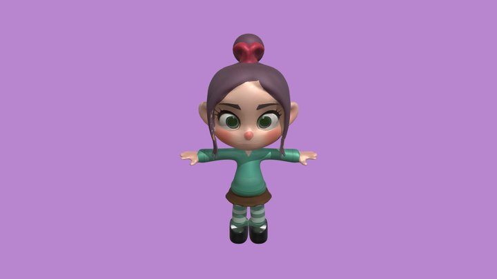 Cartoon girl with ponytail 3D Model