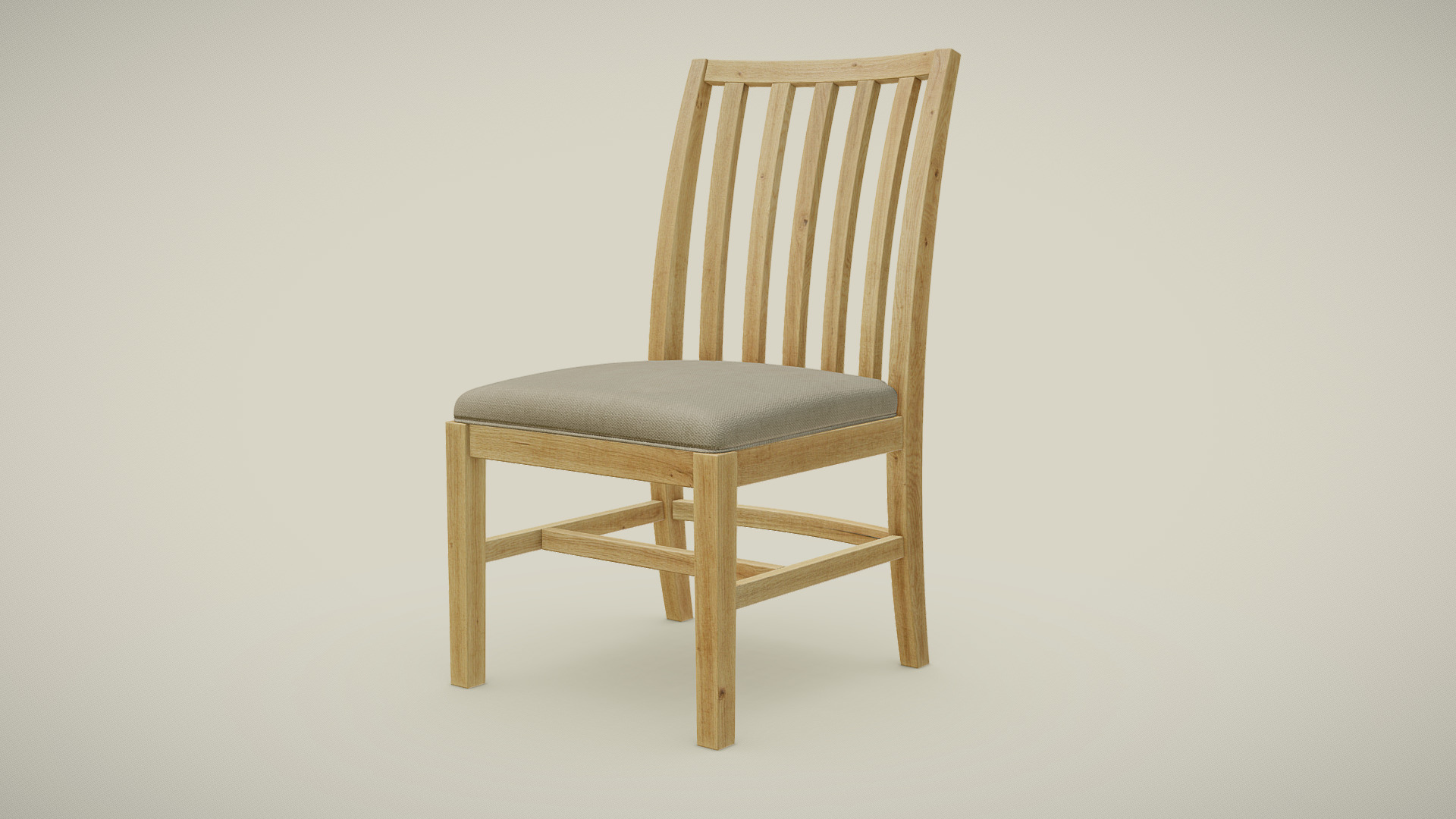 3D model Slat Back Chair - This is a 3D model of the Slat Back Chair. The 3D model is about a wooden chair against a white background.