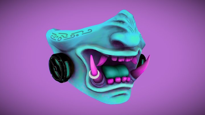 Futuristic Oni Mask 3D Model