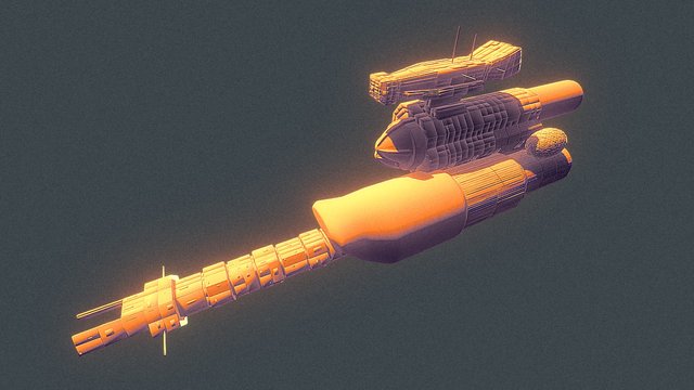 Long Ship Retro-futuristic Spaceship 3D Model