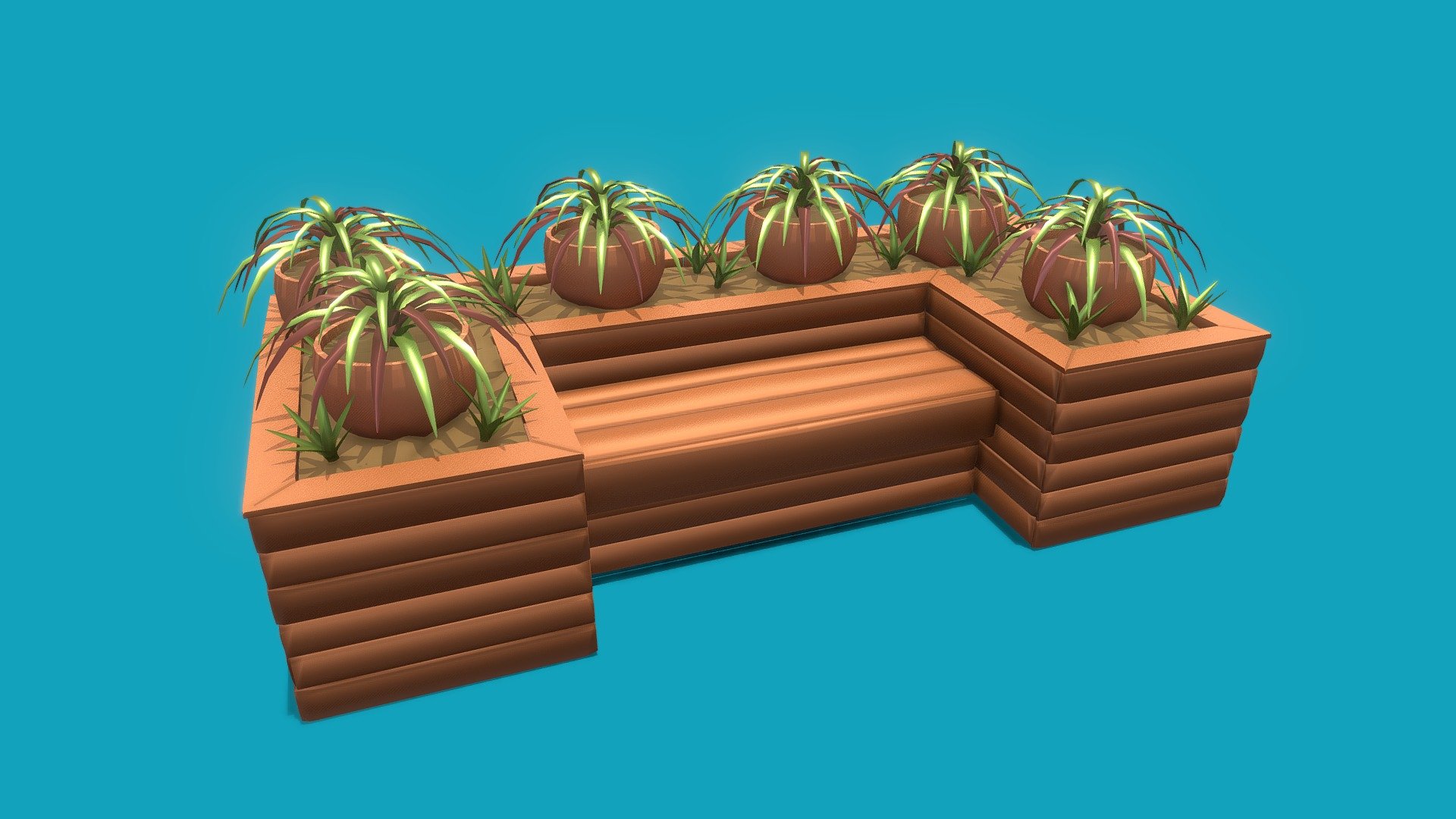 Flowerbed low-poly