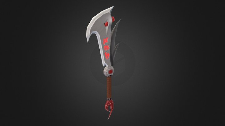 Handpainted World of Warcraft style weapon 3D Model