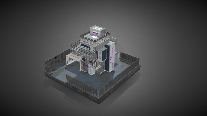 CyberPunk Building 2 - Voxel Art 3D Model
