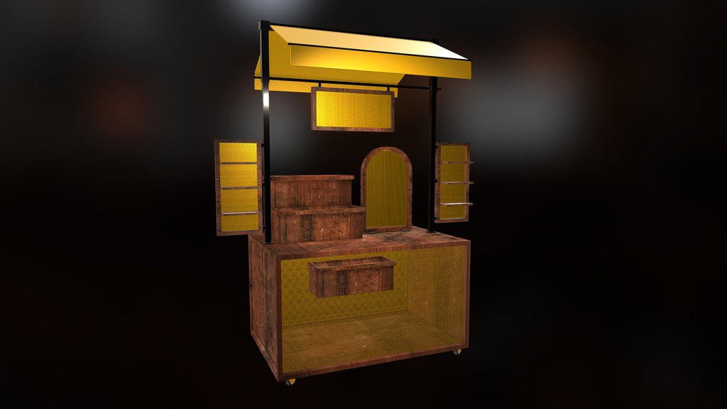 MUEBLE EXPOSITOR DORADO RUEDAS