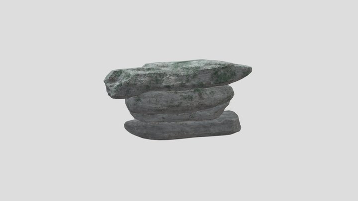 Three Rocks With Moss 3D Model