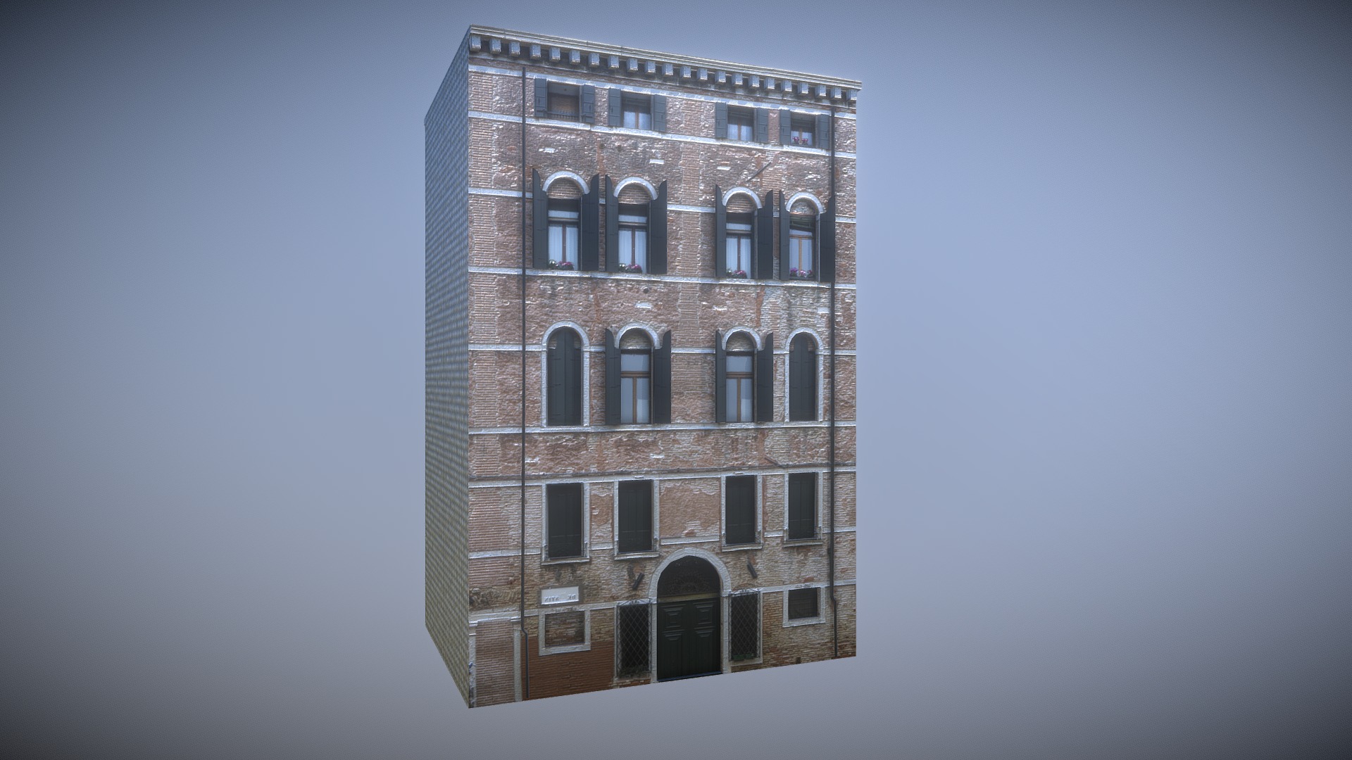 3D model House - This is a 3D model of the House. The 3D model is about a tall building with many windows.