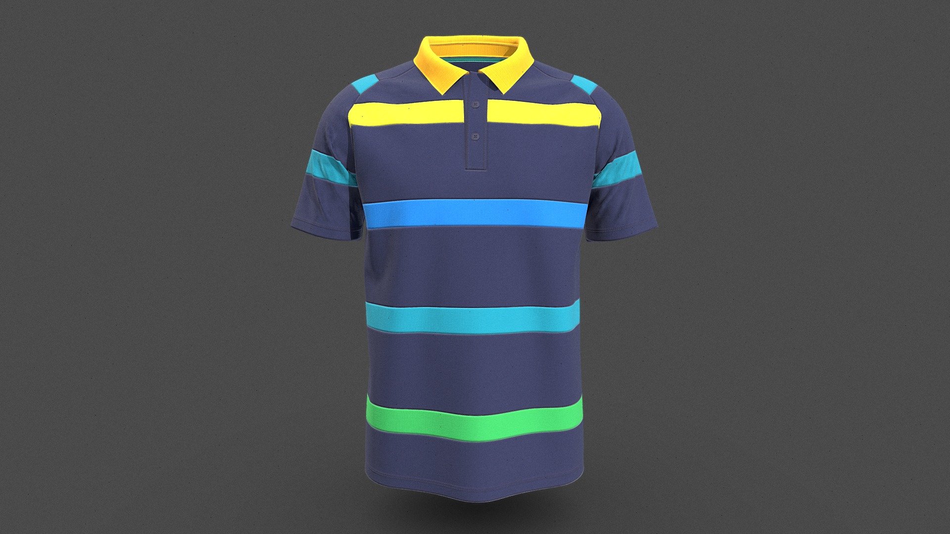 Men Color Block Strip Raglan Polo Shirt - Buy Royalty Free 3D model by ...