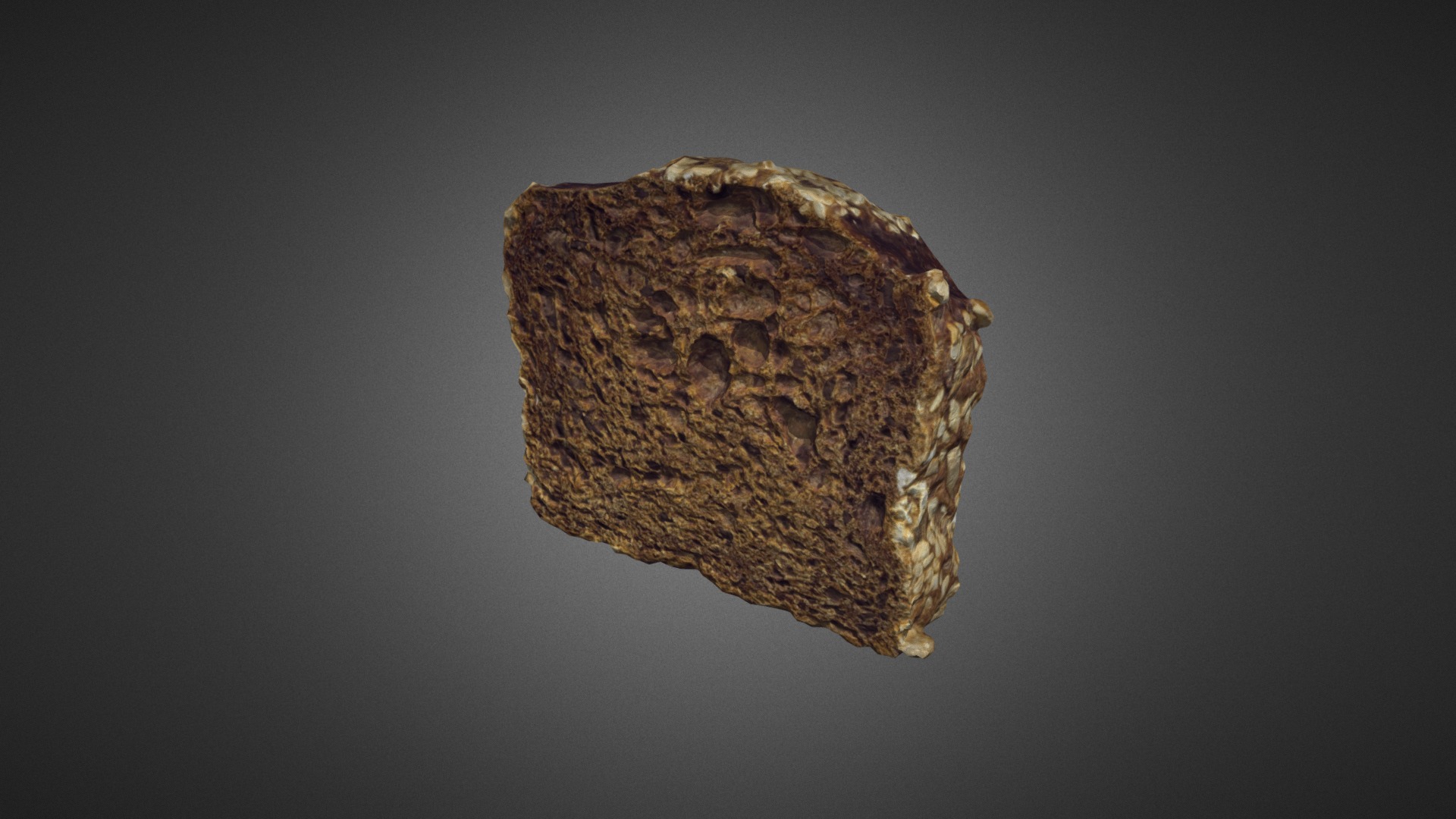 3D model Piece of bread 2 - This is a 3D model of the Piece of bread 2. The 3D model is about a brown rock with a dark background.