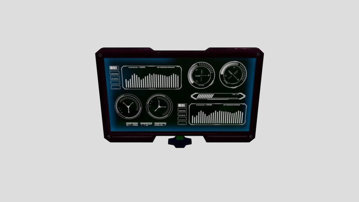 Scifi Monitor Display Device With Research Dat