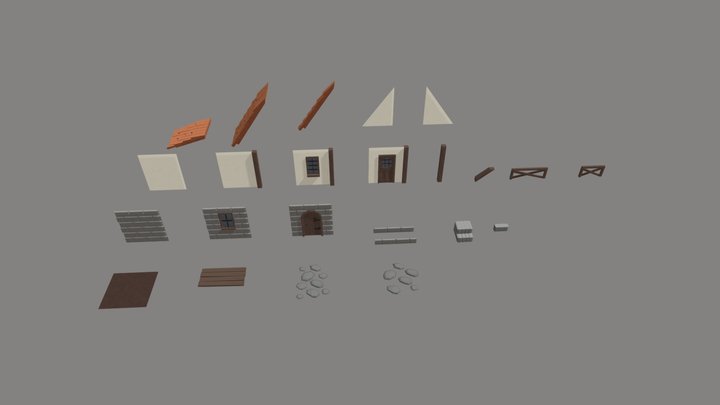 Medieval Environment Modular Assets 3D Model