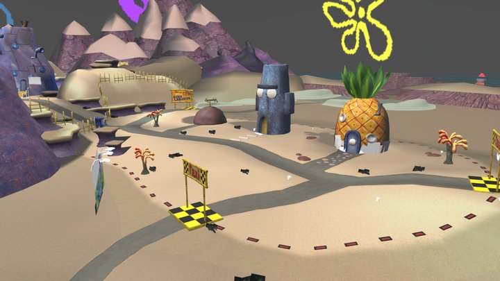 Sbfbb (GameCube) - Bikini Bottom Hub 3D Model