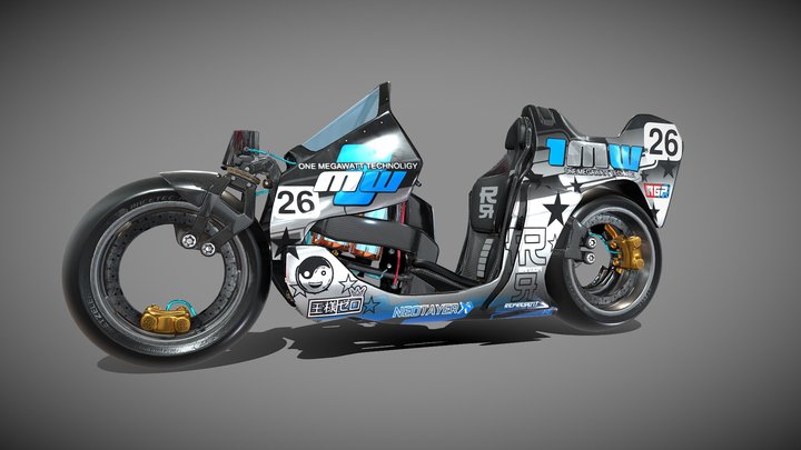 Bike Moto E RandomRepresent 3D Model