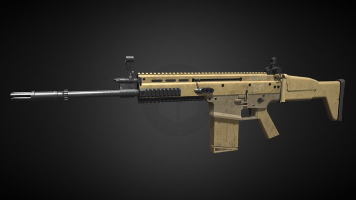 Scar-H Assault Rifle 3D Model