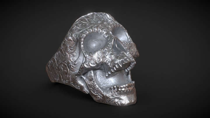 Sugar Skull Ring - Anillo Calavera 3D Model