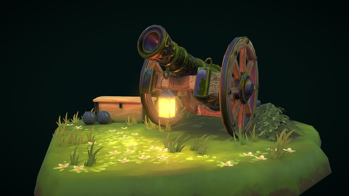Stylised Diorama - 18th Cannon 3D Model