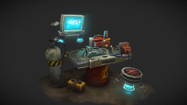 Junkyard Battle Bot Work Bench - CGMA Assignment 3D Model