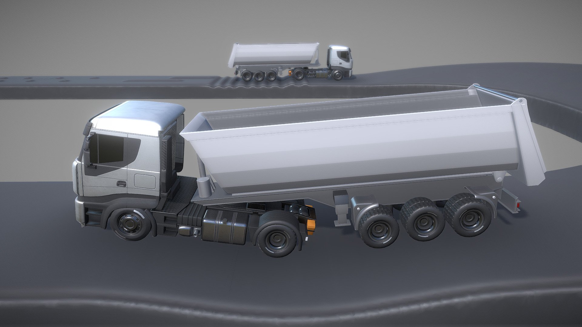 Truck 2Axis Test Drive 5 Dump Trailer 3D model by VISAll3D