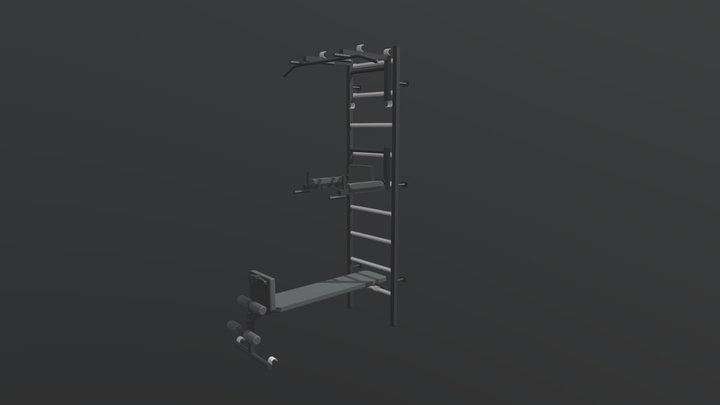 WALL BAR SET WORKOUT STATION WINNER BLACK 2 3D Model