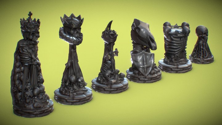 Skull Chess Set 3D Model