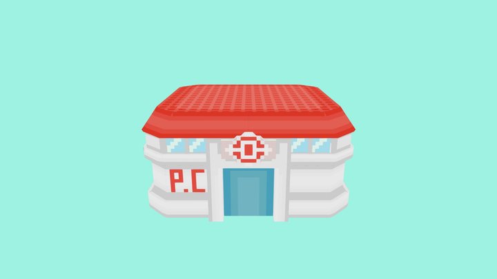 Pixel art pokemon center 3D Model