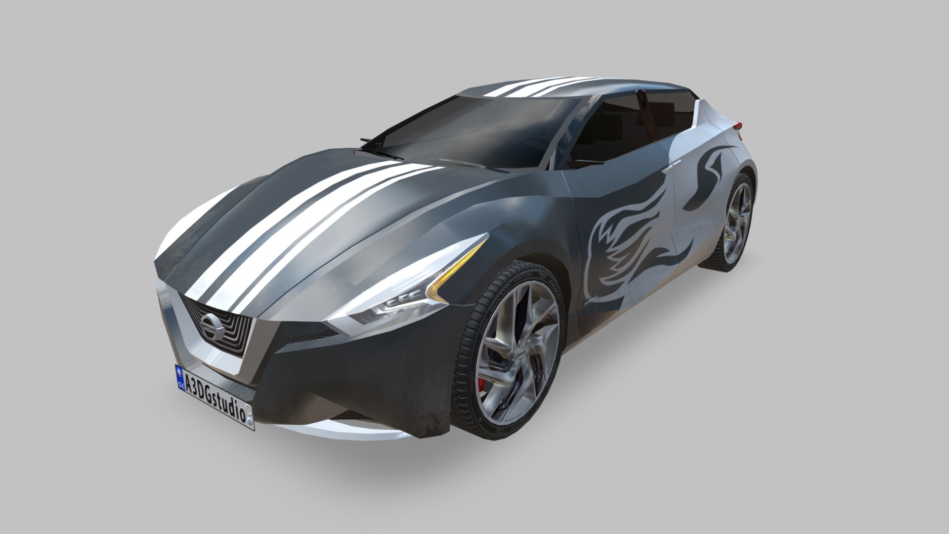3D model Nissan Friend-ME 2013 - This is a 3D model of the Nissan Friend-ME 2013. The 3D model is about a silver sports car.