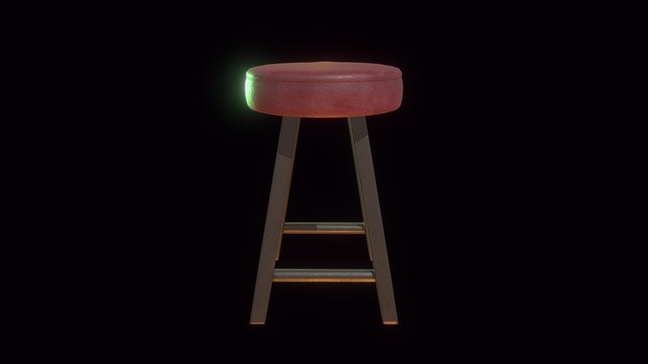 Red Bar stool 3D Model
