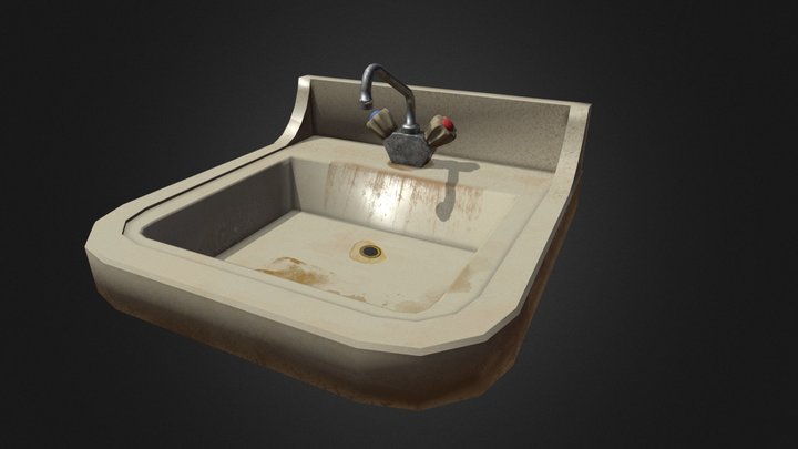 Old Dirty Sink - Low Poly 3D Model