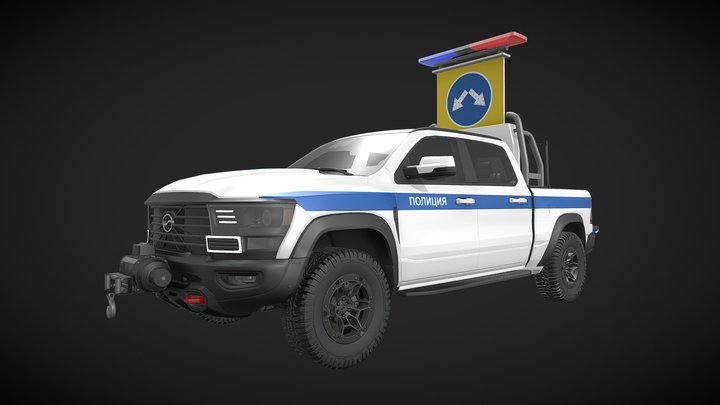 Traffic Police Pickup Truck ZX Animated 3D Model