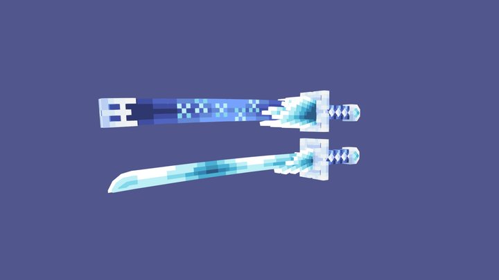 Ice katana with sheath 3D Model