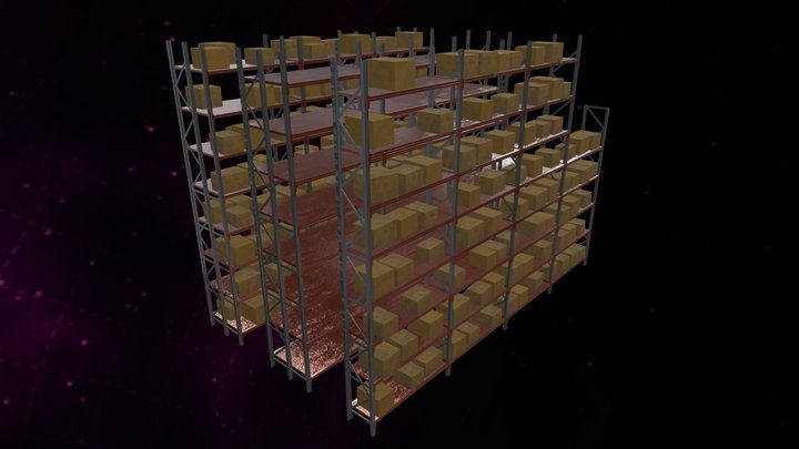Warehouse Storage Racking FBX Low Poly FREE 3D Model
