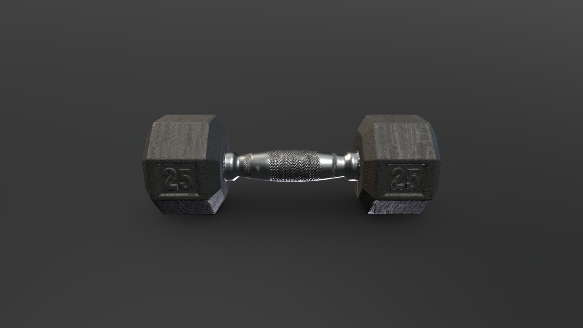 3D model 25 lb dumbbell - This is a 3D model of the 25 lb dumbbell. The 3D model is about a group of metal objects.