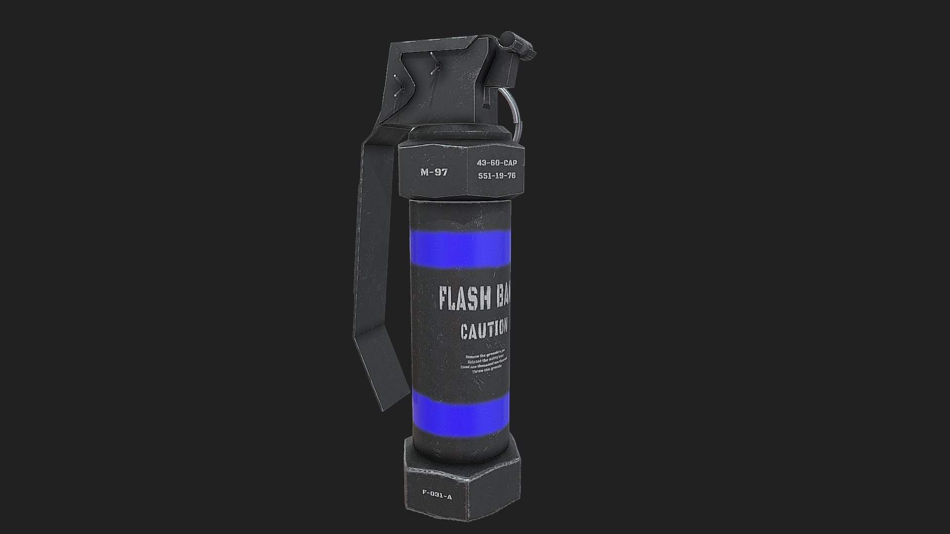 3D model Flash Grenade – Resident Evil 2 - This is a 3D model of the Flash Grenade - Resident Evil 2. The 3D model is about a black and purple flashlight.