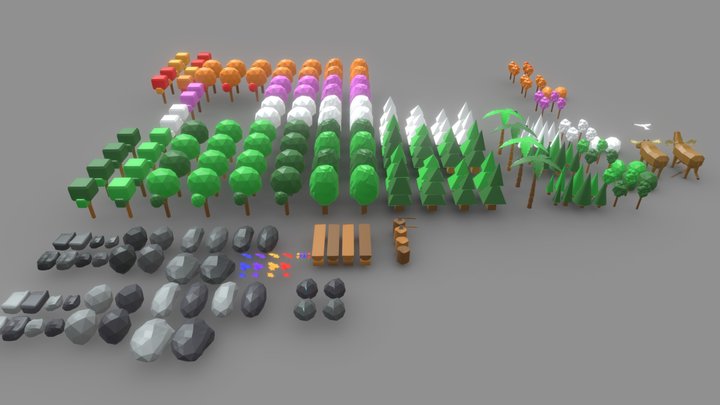 Nature themed low poly pack 3D Model