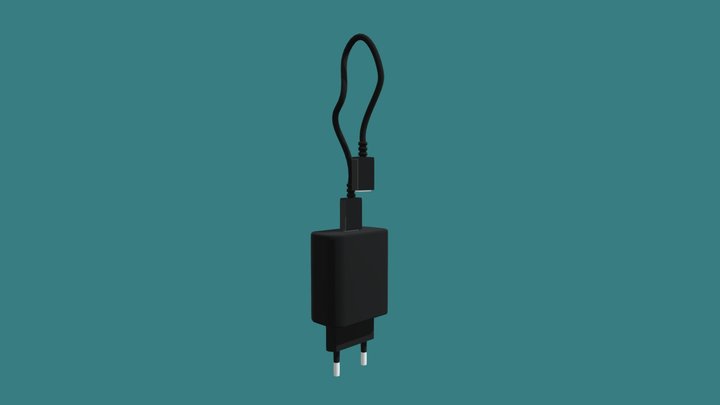 Low Poly USB-C Charger 3D Model