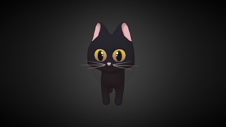 Low Poly Cartoon Cat 3D Model