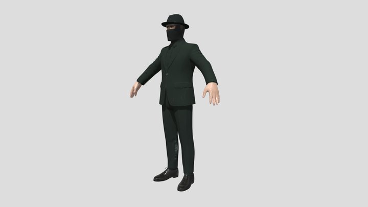 person in black suit with arms outstretched 3D Model