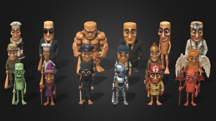 Tung Tung Tung Sahur Character Pack 3D Model