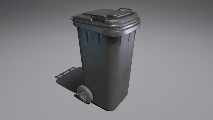 Rigged Residual Waste Can 120L (Low-Poly) 3D Model