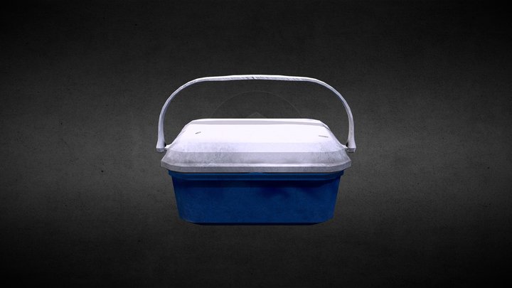 Typical Blue Lunch Box (Low Poly) 3D Model