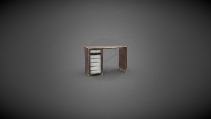 Old Office Desk (Low-Poly) 3D Model