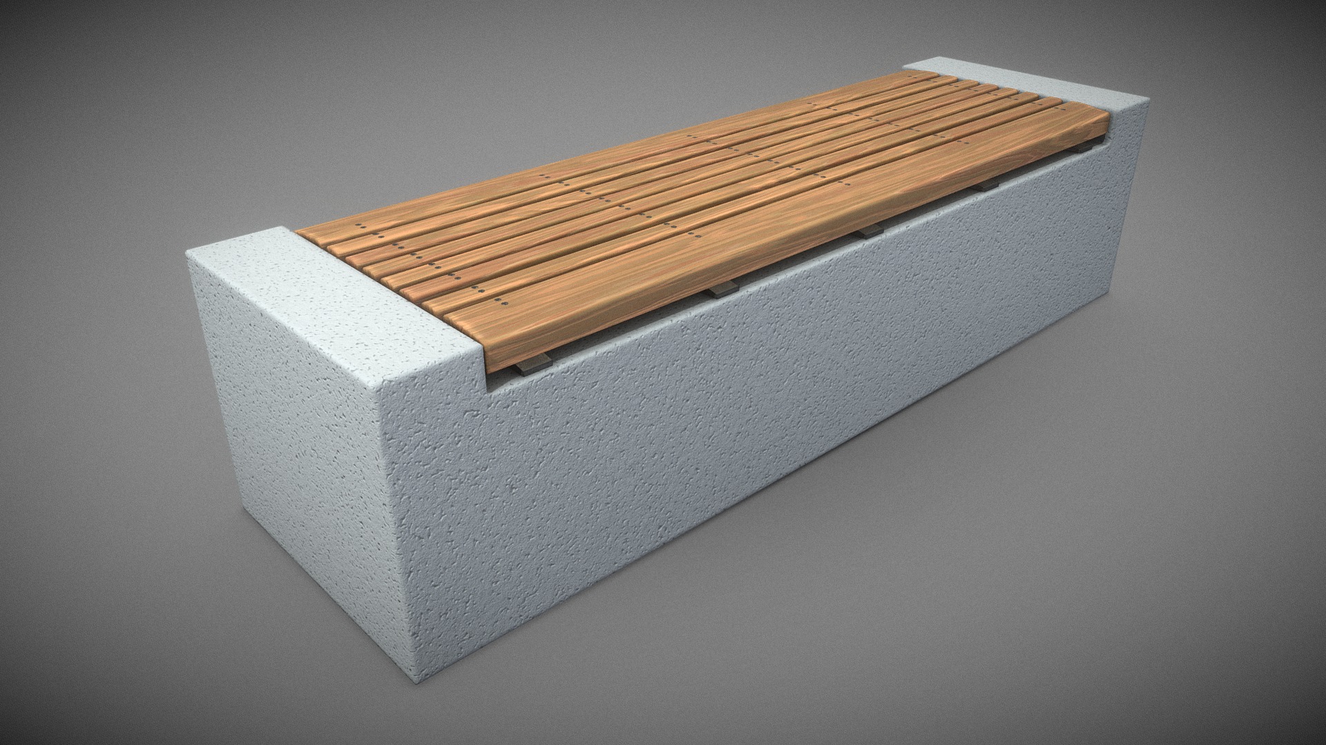 3D model Bench [6] Wood on Concrete Block 2 - This is a 3D model of the Bench [6] Wood on Concrete Block 2. The 3D model is about a wooden box on a white surface.