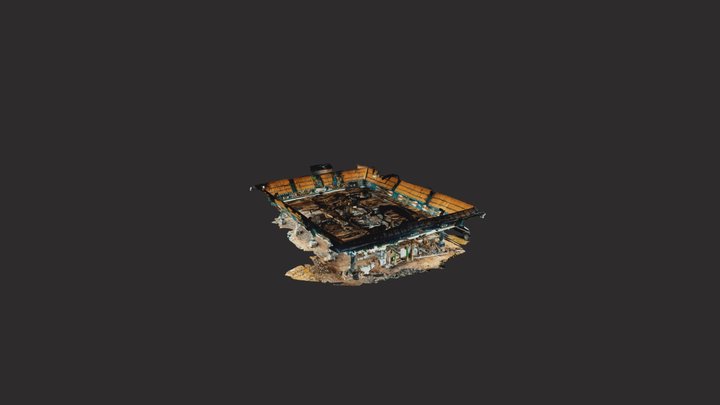 Dinding dan pilar bawah rumah belang ayo 3D Model